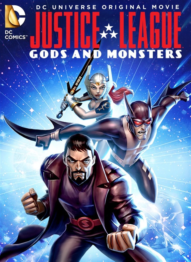 DVD box cover for the directed to home video movie Justice Legue: Gods and Monsters. Produced and created by Bruce Timm. Title is the same phrase being used for Chapter One of James Gunn's New DCU.