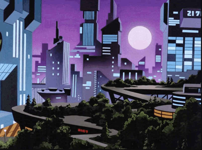 The futuristic Gotham City as seen in Batman Beyond